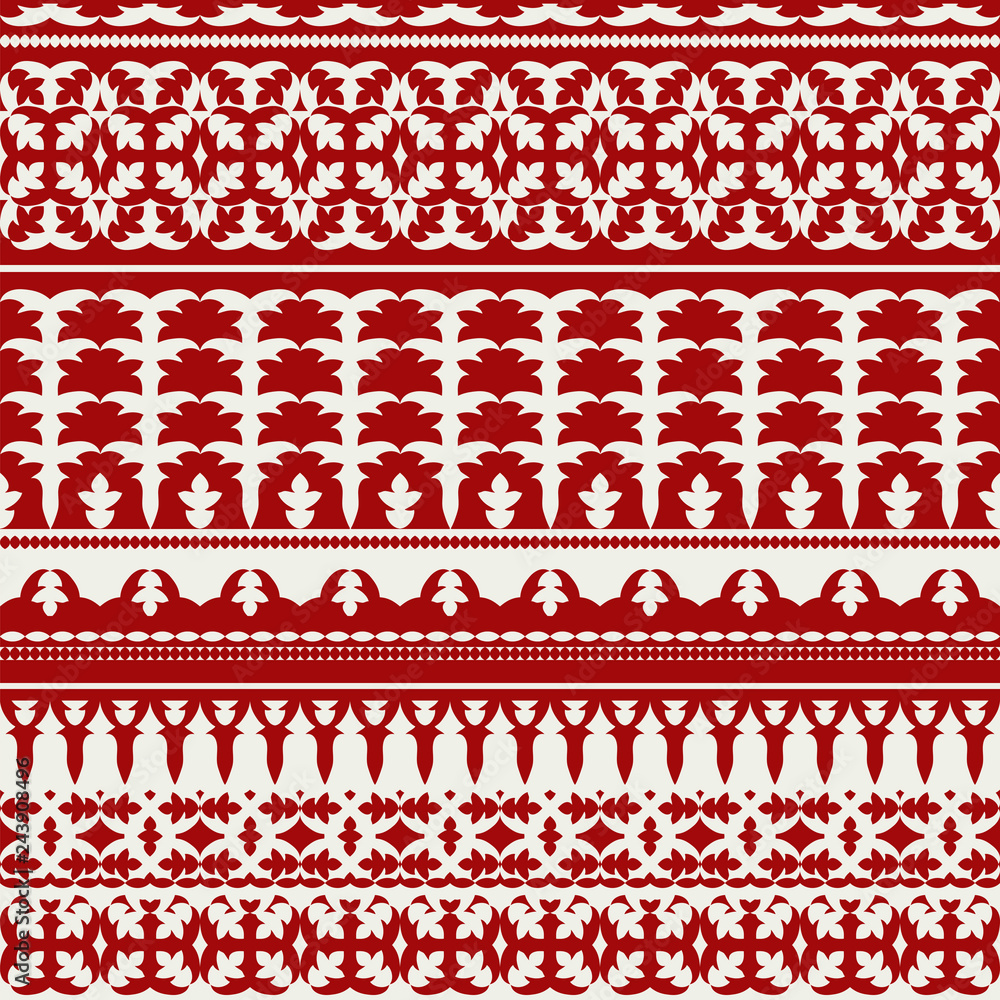 Seamless background with red and white floral print in Russian national style Seamless background with red and white floral print in Russian national style