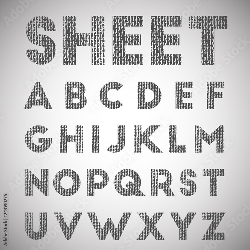 Sheet, texturized font, vector