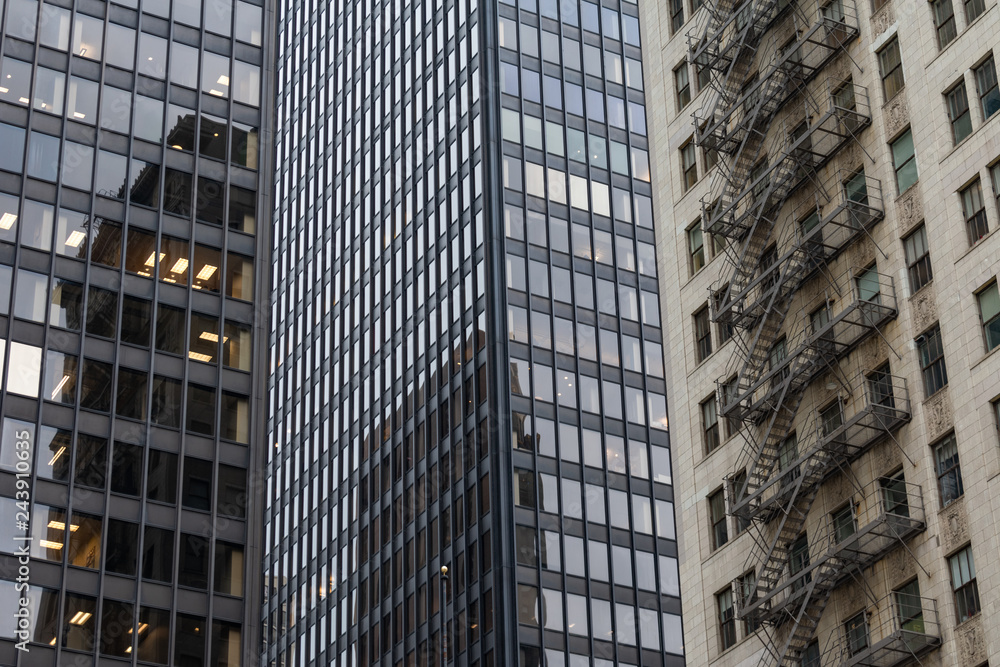 Modern and Old Skyscrapers in Chicago