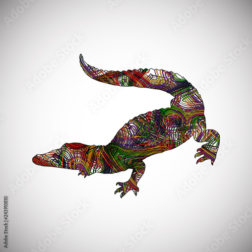 Colorful crocodile made by lines  vector illustration