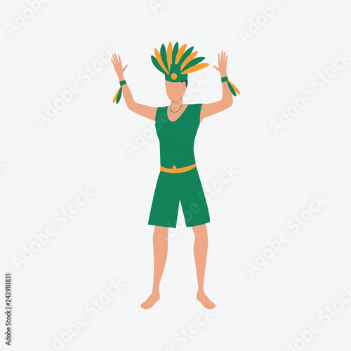 Man in green Namerican costume. Young fellow, carnival, festive. Can be used for topics like celebration, greeting, seasonal photo