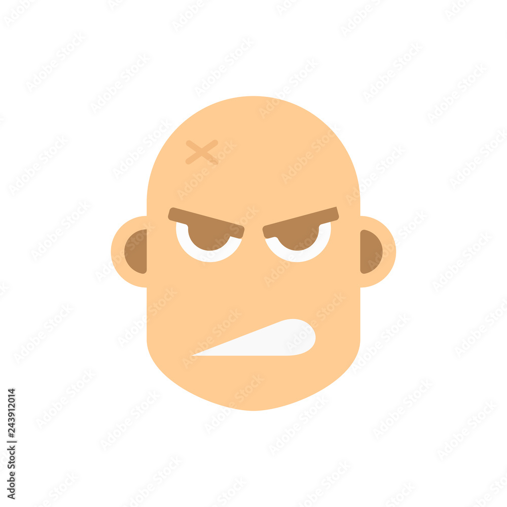 Young Angry man face. Angry facial expression. Vector illustration. EPS 10.