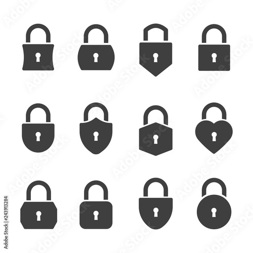 set of padlocks vector icons