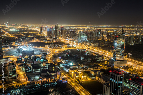 Dubai Panoramic View From Top at sunrise