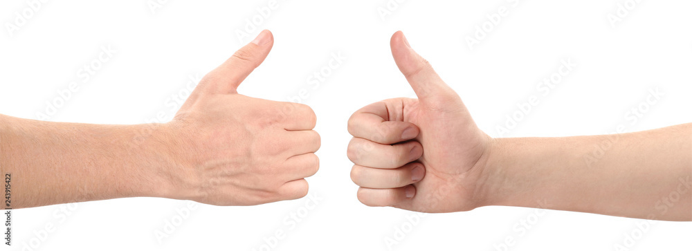 Hands with thumbs up, isolated on white background Hands with thumbs up, isolated on white background