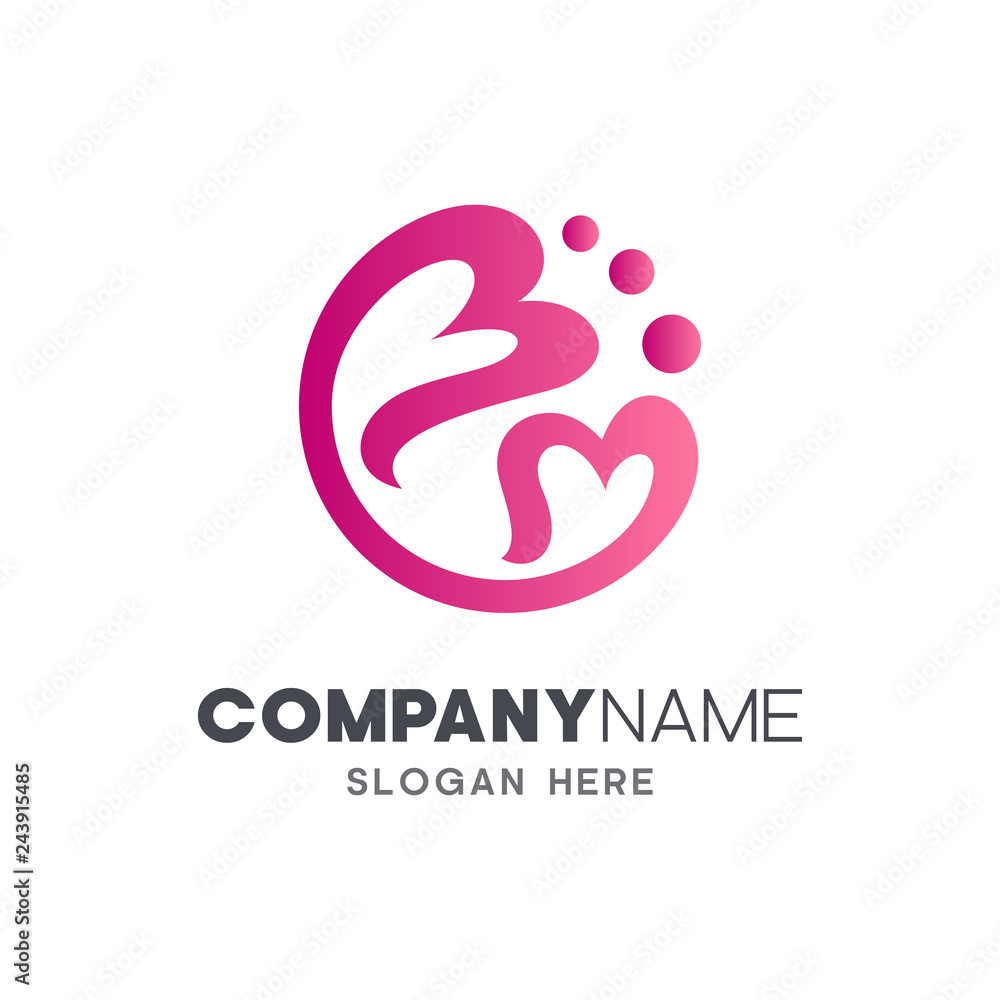 two heart in circle shape logo design two heart in circle shape logo design