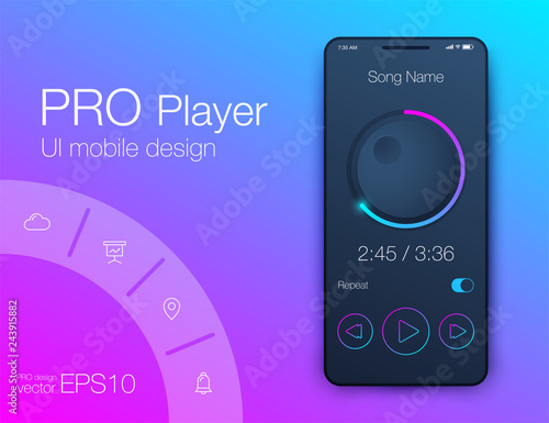 UX audio player templates. Stock vector eps10