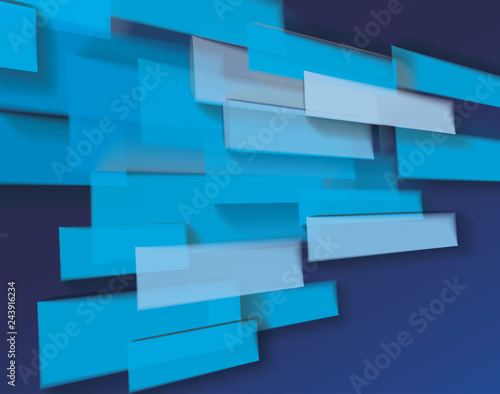 Abstract bright blue glass bricks composition, futuristic grid background, vector.