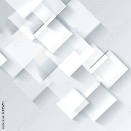 3D Quadrate Tapete - Fototapete Abstract geometric shape from grey  transparent bricks, regtangles, vector background.