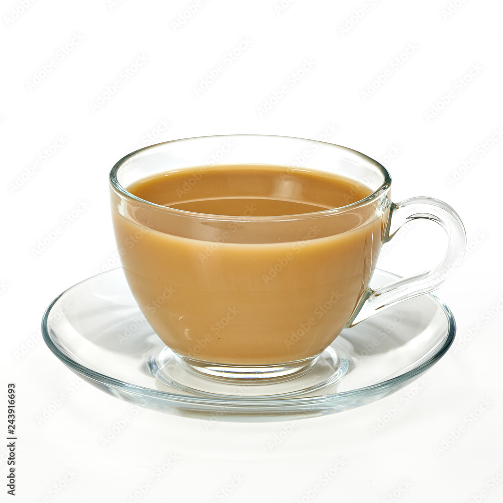 Cup of tea with milk / Coffee milk in glass cup with clipping path Stock  Photo | Adobe Stock