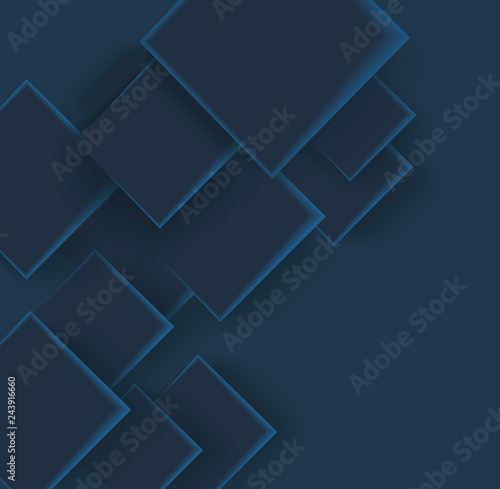 3D Quadrate Tapete - Fototapete Abstract geometric shape from dark blue elements, vector background.