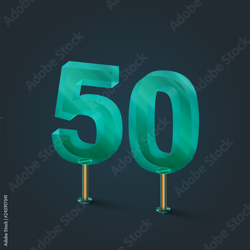 Number made by glass, vector
