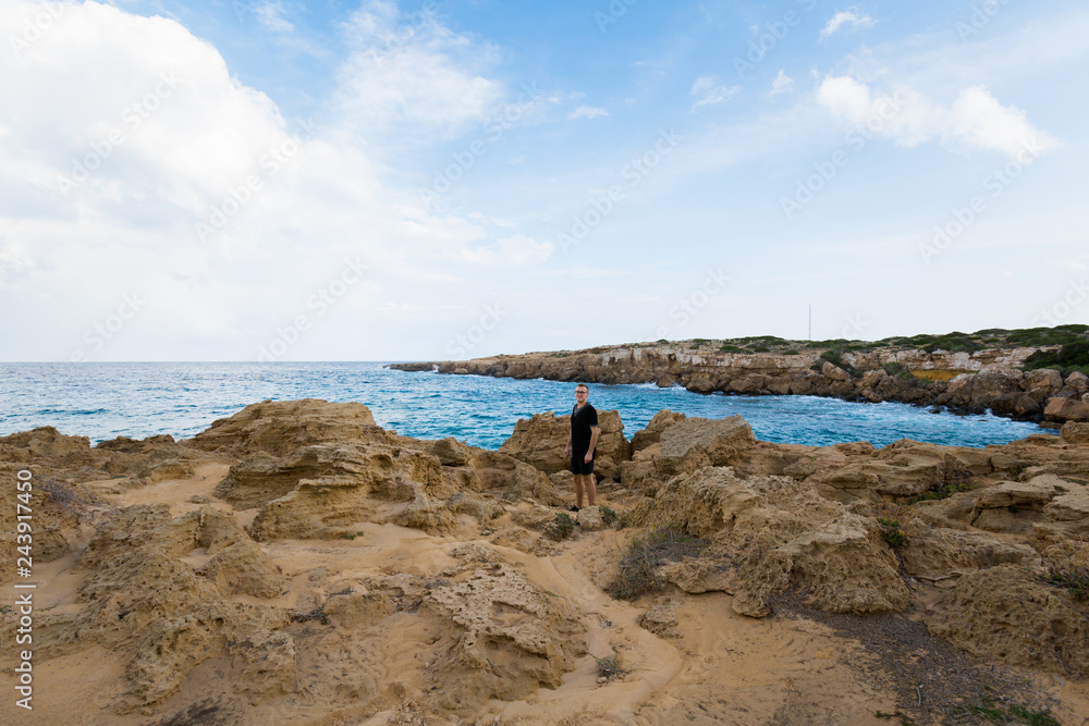 Tourist on Cape Greco Cyprus