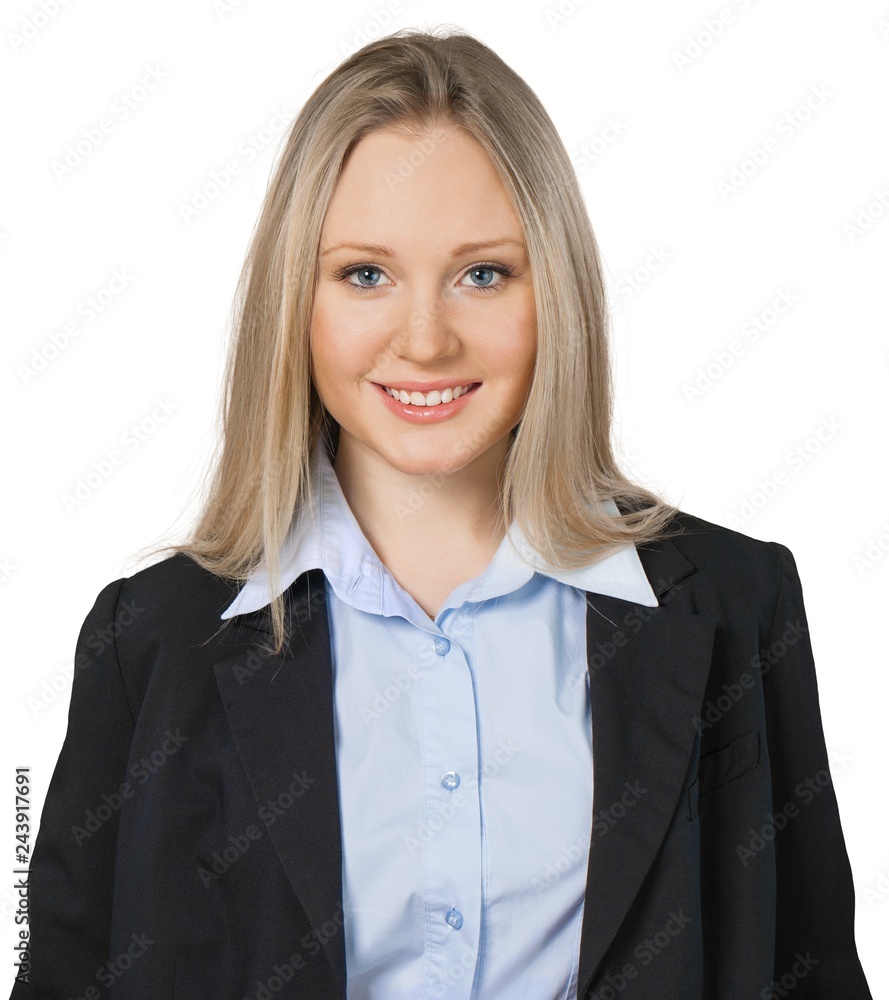 Friendly Young Businesswoman Smiling - Isolated Friendly Young Businesswoman Smiling - Isolated