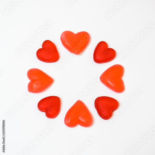 San Valentine  s heart Jelly beans in a circle  heart gummies circle