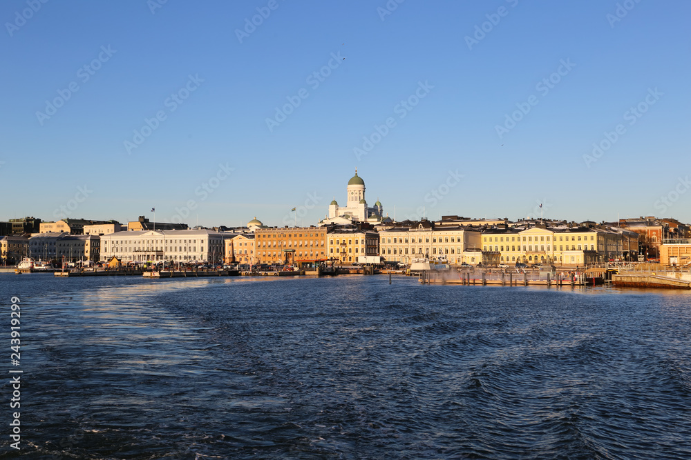 View of Helsinki from Baltic sea finland in sunny day
