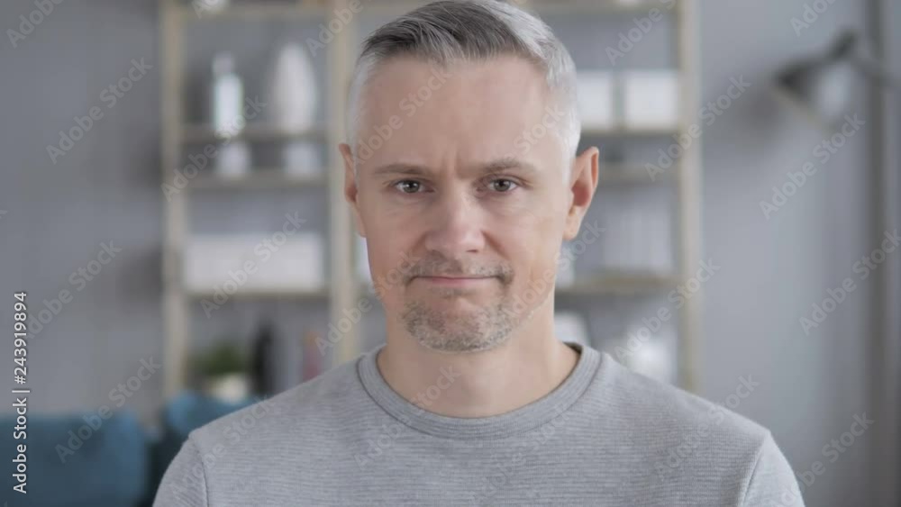 No, Gray Hair Man Rejecting Offer by Shaking Head No, Gray Hair Man Rejecting Offer by Shaking Head