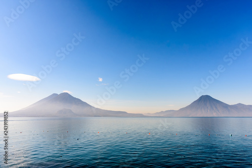 Atitlan, Toliman & San Pedro volcanoes, Lake Atitlan, Guatemala