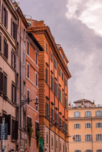 Street view and Mediterranean architecture in Rome, Italy