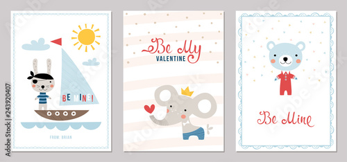 Valentine's Day card templates design. Vector illustration.