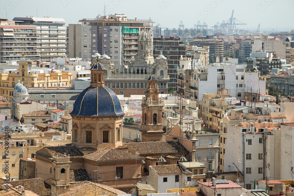 Obraz premium View of Valencia city from the bell tower of the Cathedral