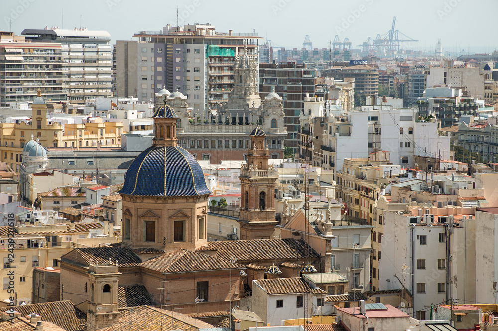 View of Valencia city from the bell tower of the Cathedral