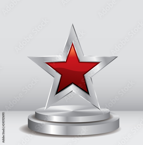 podium silver star red