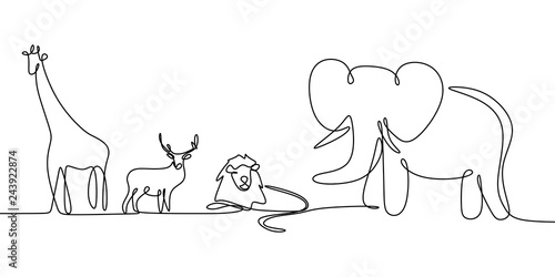 Animal continuous line draw...