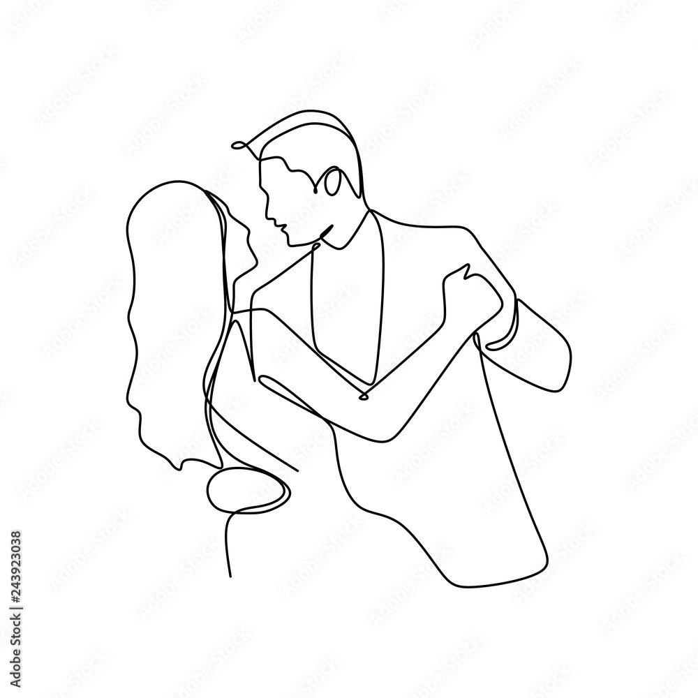 Elegant romantic couple in love one continuous line art drawing ...