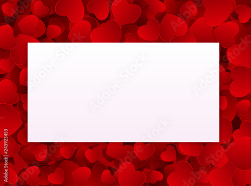 Valentine`s Day Love Background Template with Empty Blank Page for Sample Tex...