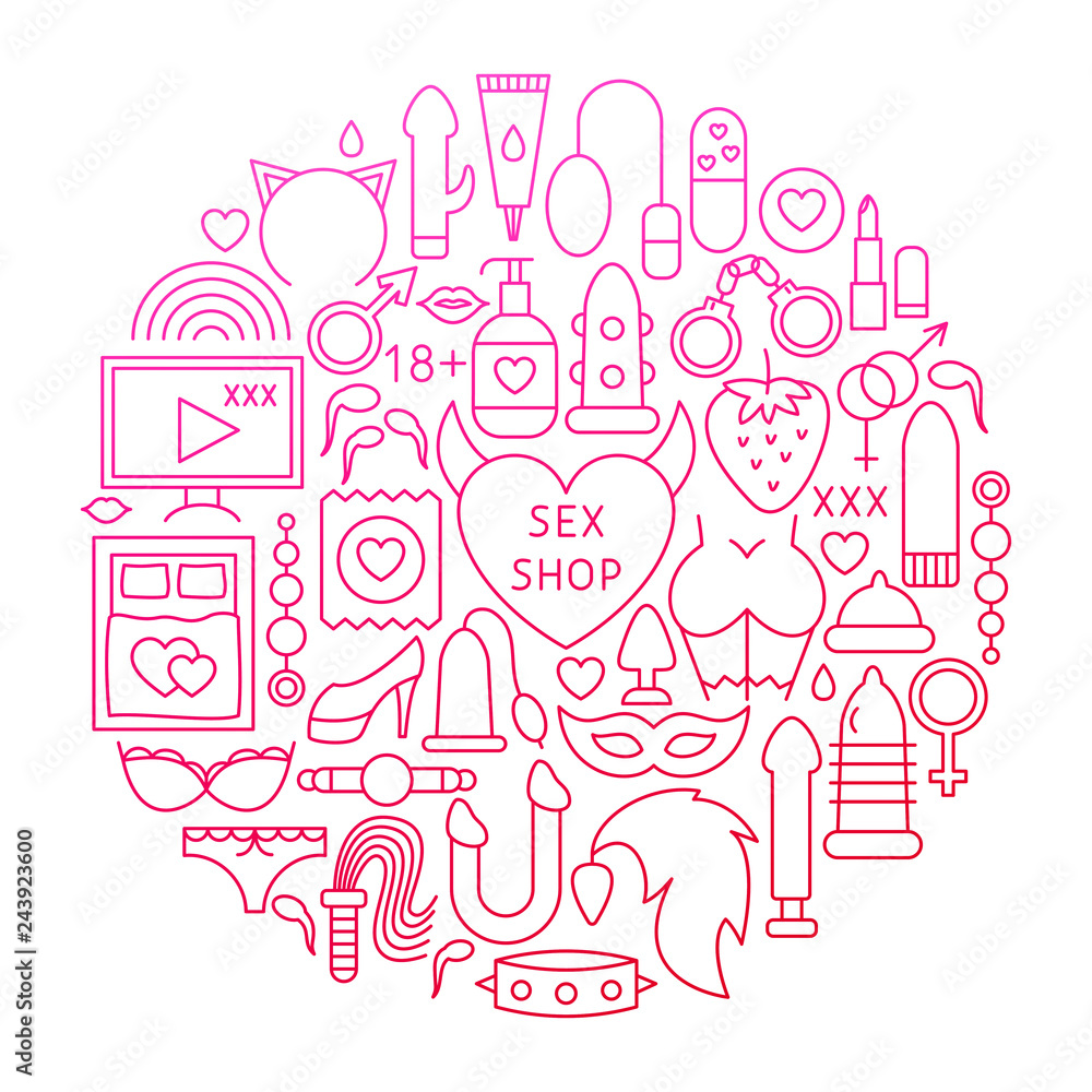 Fototapeta premium Sex Shop Line Icon Circle Design