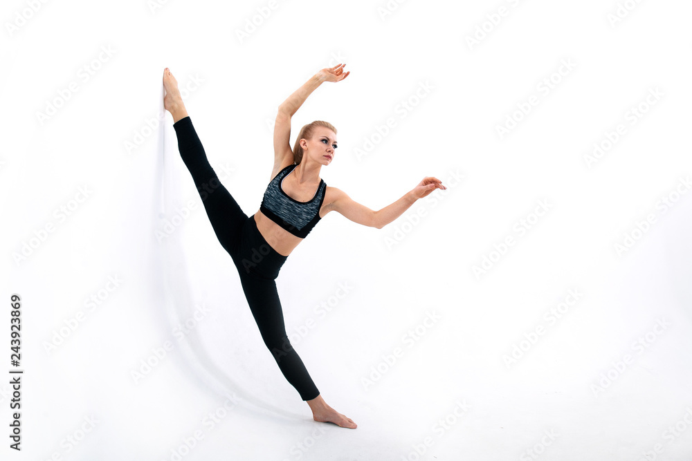 young athletic girl doing stretching young athletic girl doing stretching