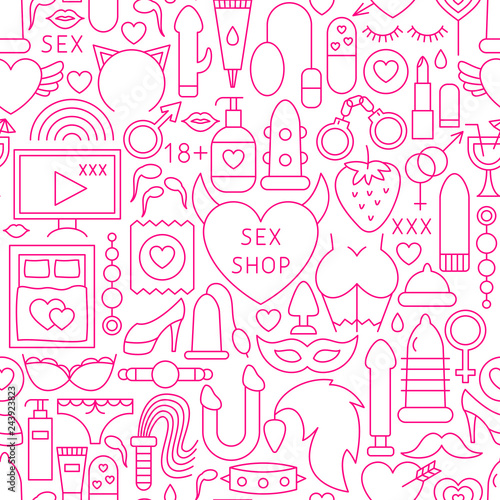 Sex Shop Line Seamless Pattern