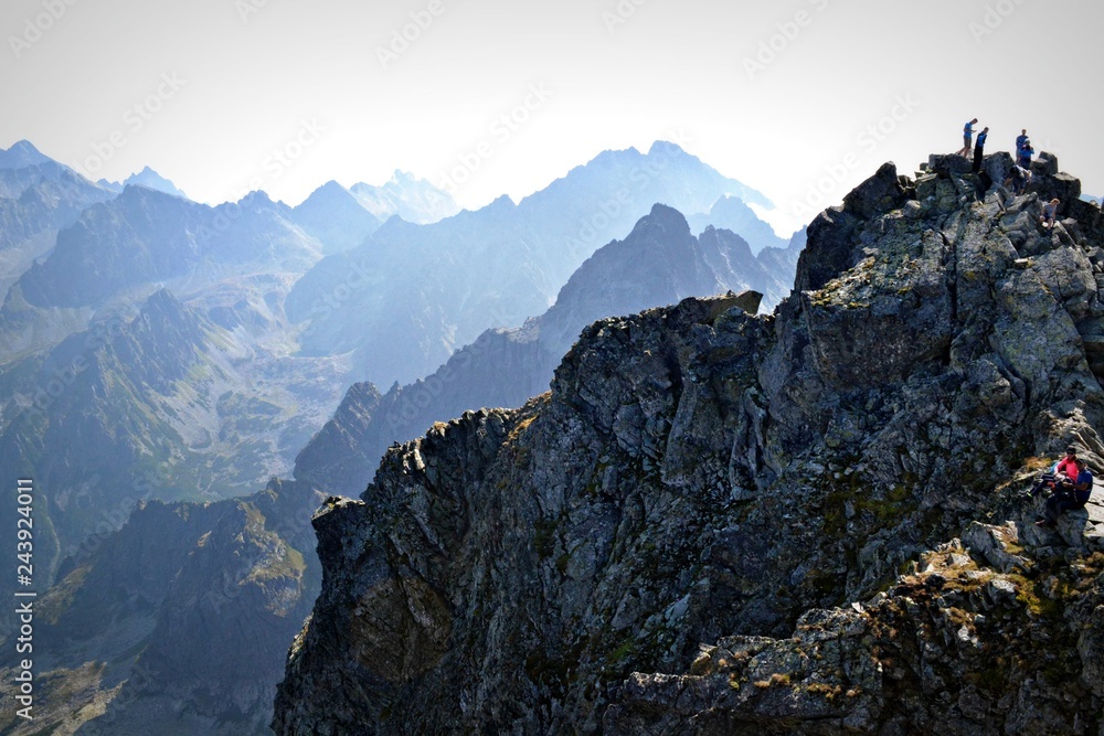 Obraz premium Widok z Rysów na Gerlach i Ganek, Tatry Słowackie