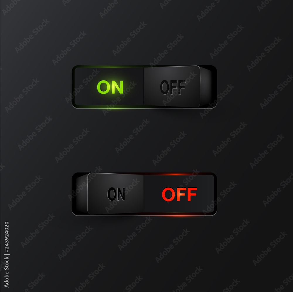 Realistic black switches with backlight ON/OFF, vector Stock Vector ...