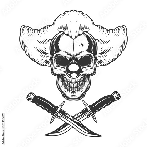 Vintage scary clown skull