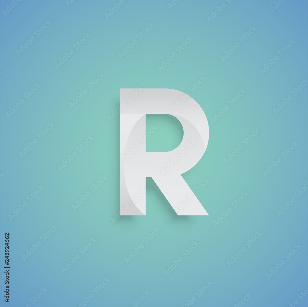 White paper character on blue background from a typeset, vector White paper character on blue background from a typeset, vector
