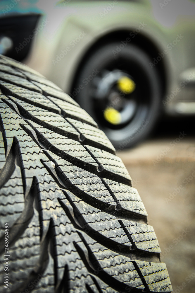 Car tires and wheels with wheels for auto background Car tires and wheels with wheels for auto background