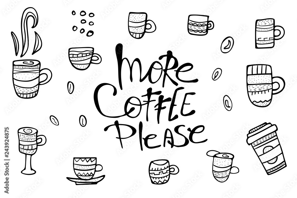 More coffe please lettering. Vector illustration. More coffe please lettering. Vector illustration.