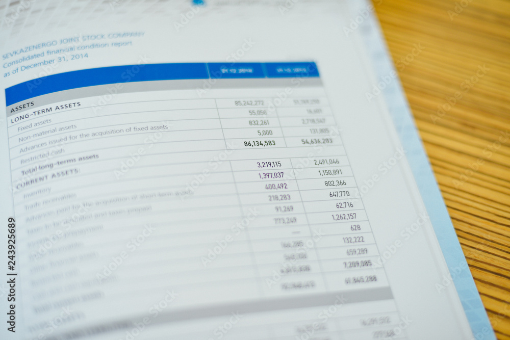 Business document with numbers Business document with numbers