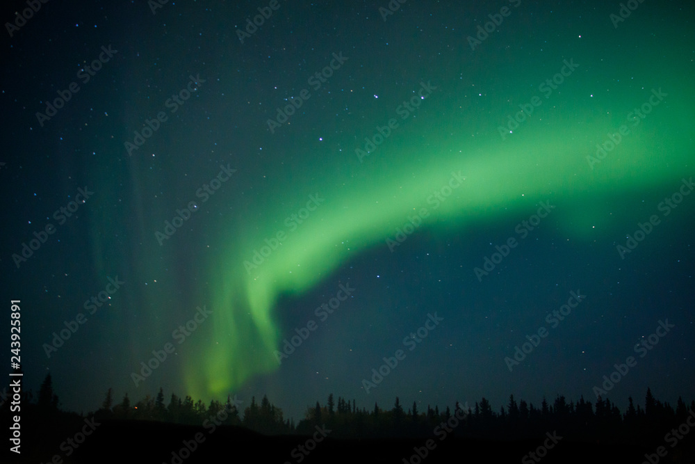Northern light on Alaska sky dancing trough the night