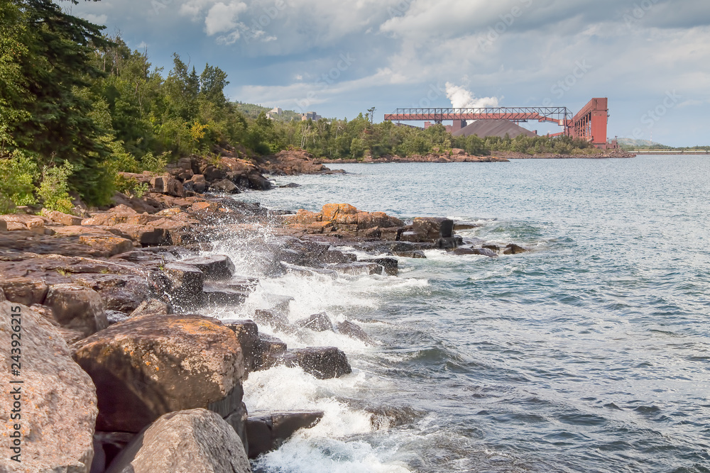Taconite plant on shoreline of Lake Superior Stock Photo Adobe Stock
