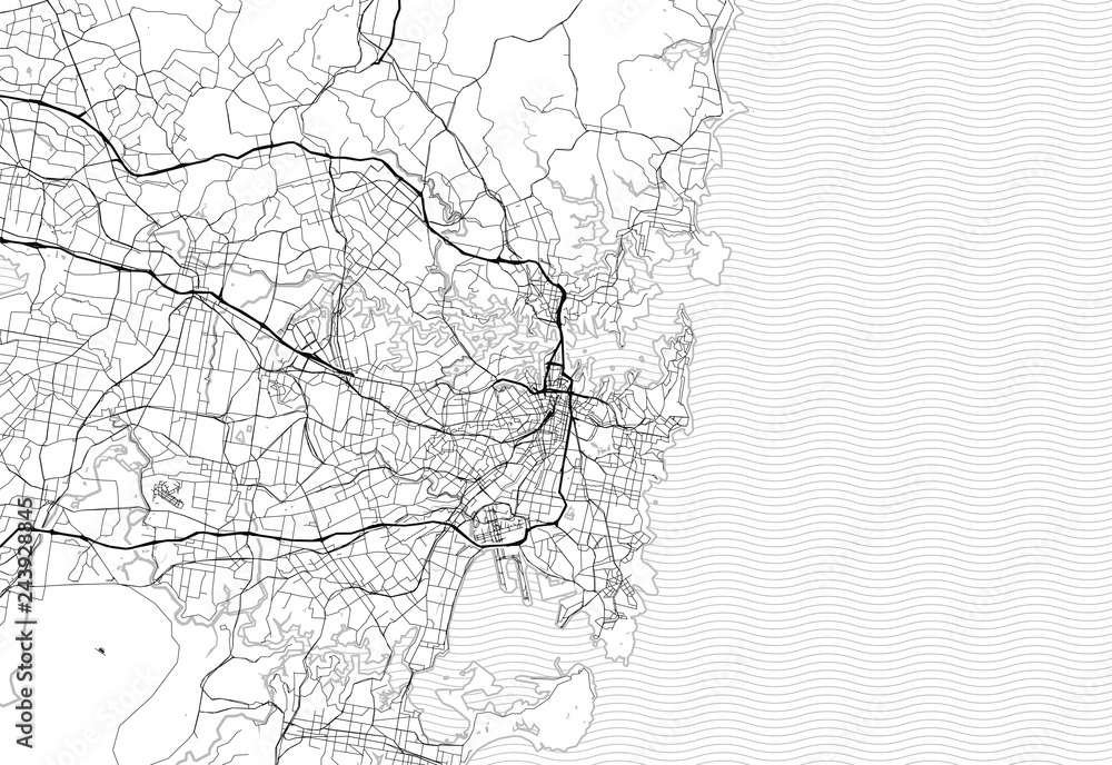 Fototapeta premium Mapa obszaru Sydney, Australia