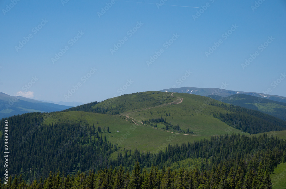 Summer panorama in Cindrel Mountains, Romania