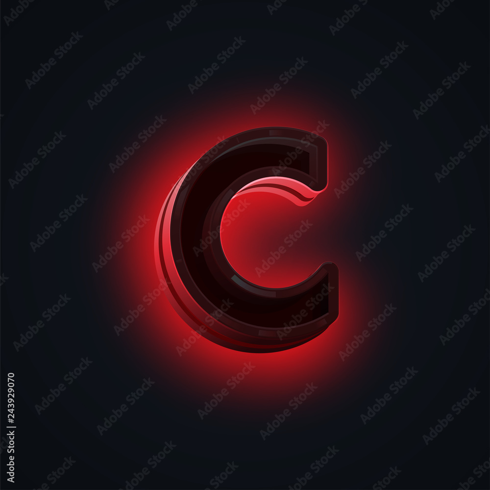 Red 'CLUB' neon lights character from a fontset, vector Red 'CLUB' neon lights character from a fontset, vector