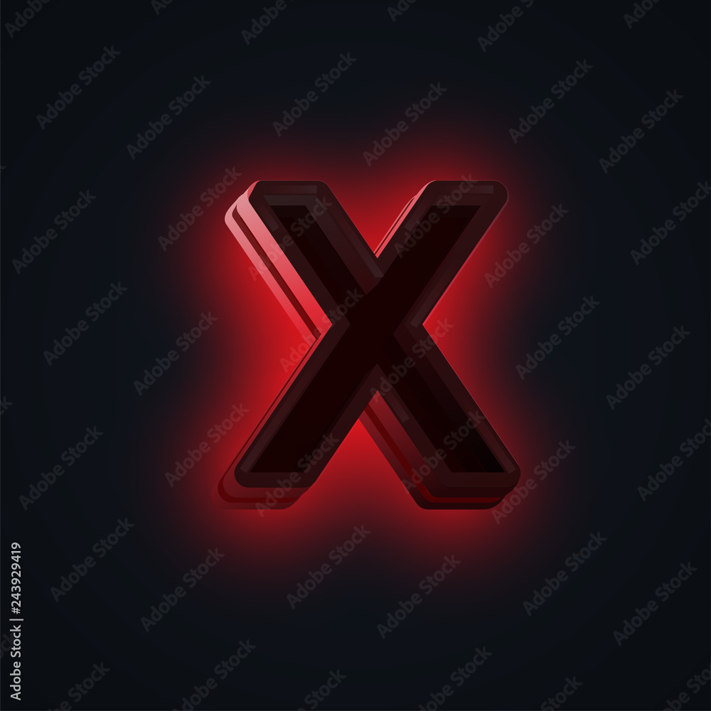 Obraz premium Red 'CLUB' neon lights character from a fontset, vector