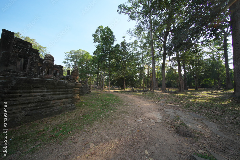 Siem Reap,Cambodia-Januay 11, 2019: The East Gate of Bayon, Angkor Thom, Siem Reap