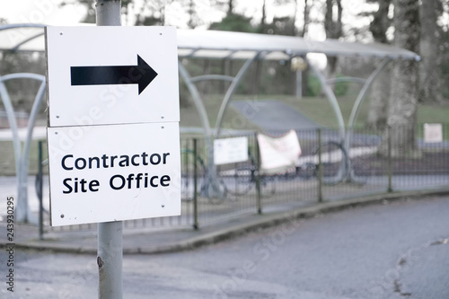 Contractor site office construction sign direction arrow