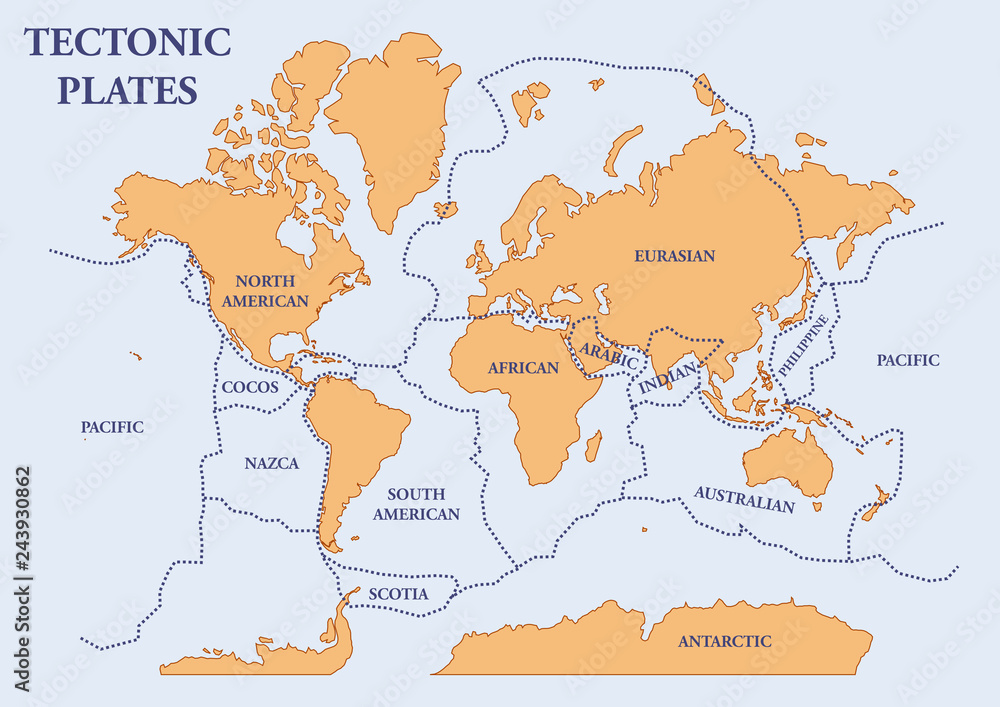 Tectonic plate map of the world