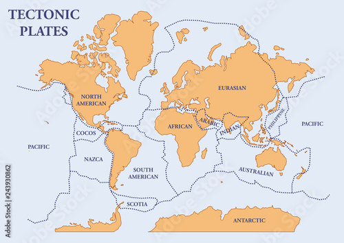 Tectonic plate map of the world